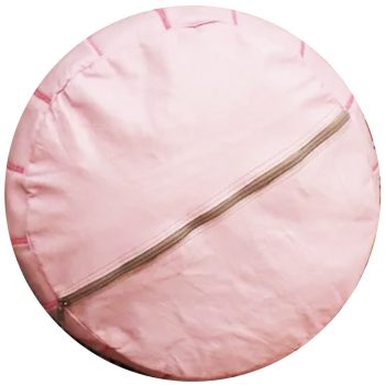 Pink Leather Moroccan Pouf