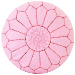 Pink Leather Moroccan Pouf