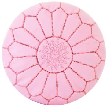 Pink Leather Moroccan Pouf