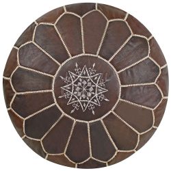 Brown Leather Moroccan Pouf