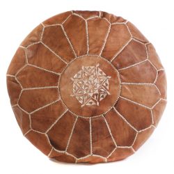 Caramel leather Moroccan Pouf