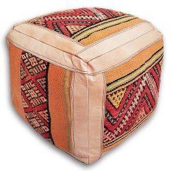 moroccan leather/kilim ottoman - natural