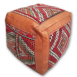 moroccan leather/kilim ottoman - tan