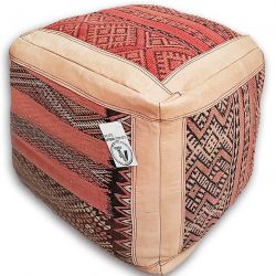 moroccan leather/kilim ottoman - natural