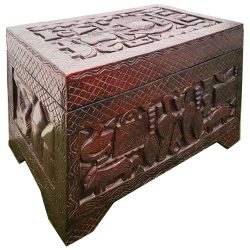 Wooden Hand-Carved Tribal Chest