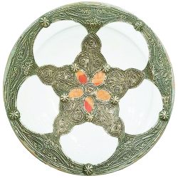 28cm Moroccan Ceramic Silver Plate