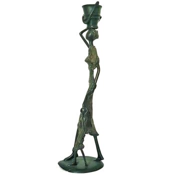 African Bronze Mother Sculpture