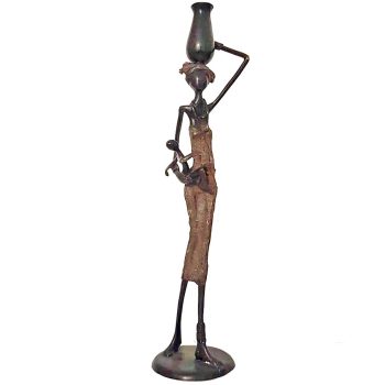 African Bronze Mother Sculpture