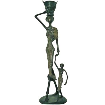African Bronze Mother Sculpture