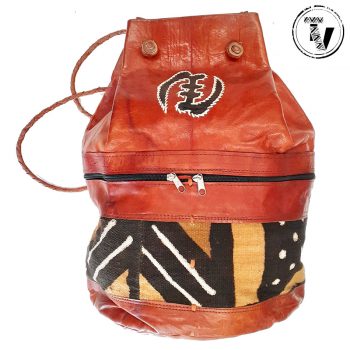 African Leather Mudcloth Backpack