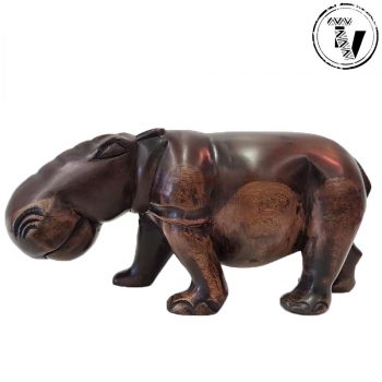 Ebony Wood Carved Hippo