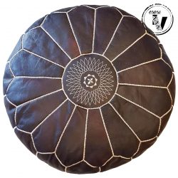 Brown Leather Moroccan Pouf