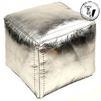 Faux Silver Moroccan Ottoman