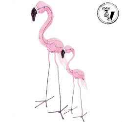 Beaded Wire Pink Flamingos