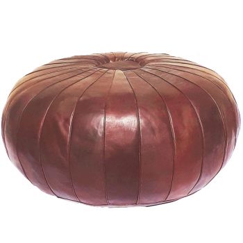 Brown Leather Moroccan Pouf