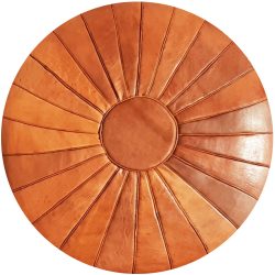 Tan Leather Moroccan Pouf