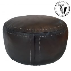 Brown Leather Moroccan Ottoman