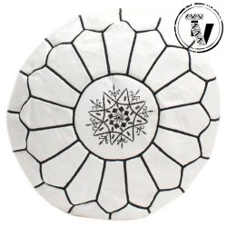 White/Black Leather Moroccan Pouf