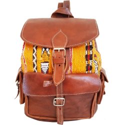 Moroccan Leather Kilim Backpack