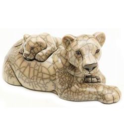 Lioness & Cub Raku Pottery