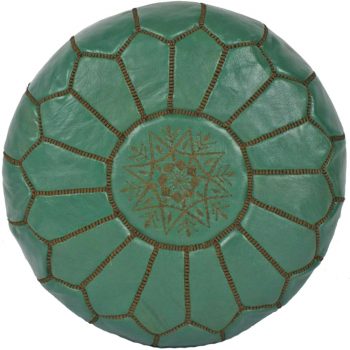 Mint/Chocolate Leather Moroccan Pouf