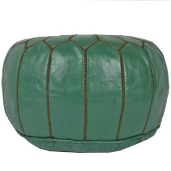 Mint/Chocolate Leather Moroccan Pouf