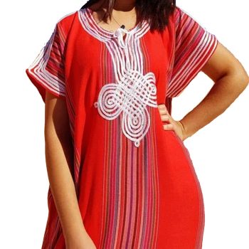 Moroccan Embroidered Red Kaftan