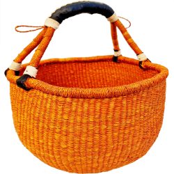 Orange Large Round Bolga Basket