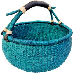 Turquoise Large Round Bolga Basket